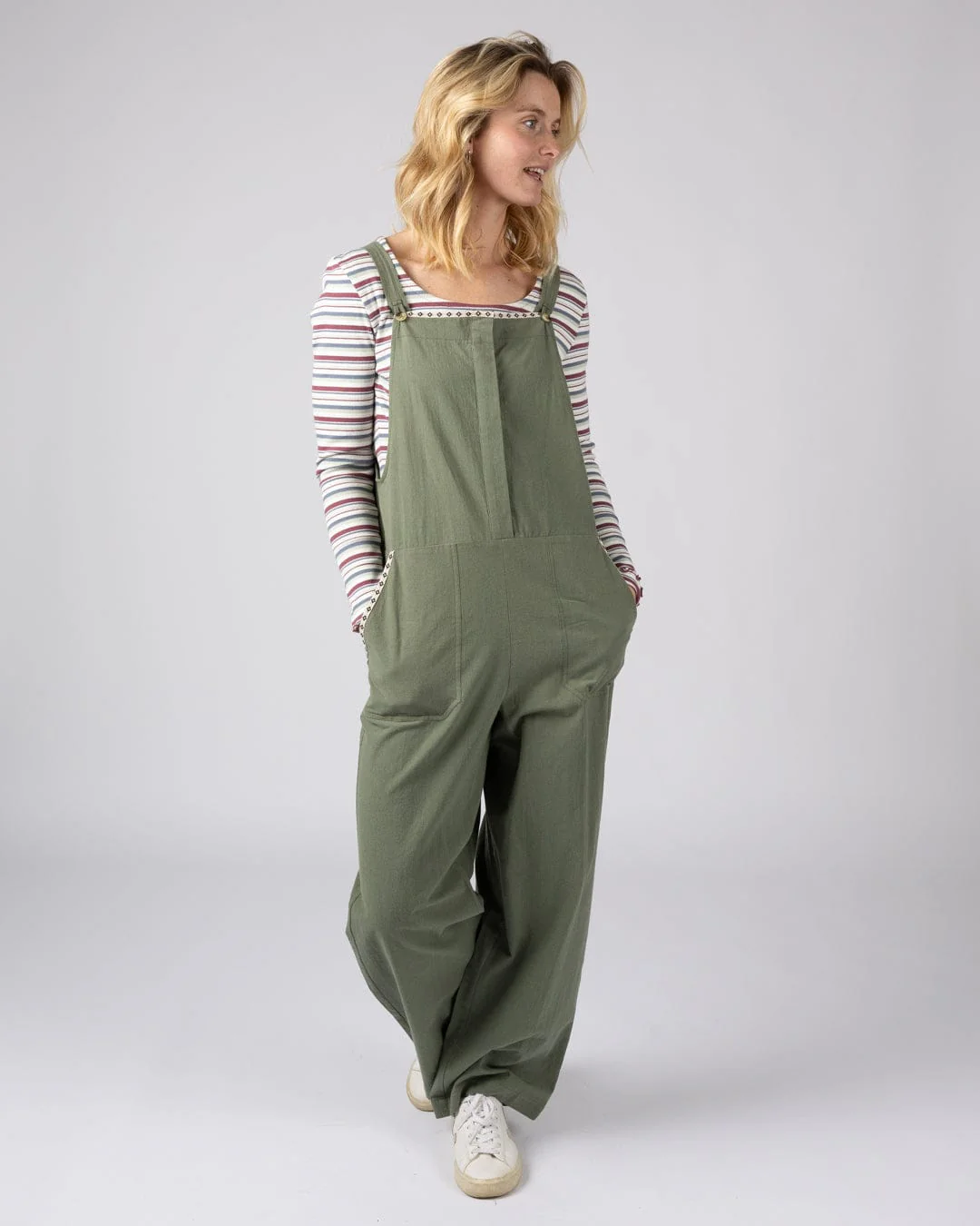 Kensa Womens Dungarees in Green - Image 2