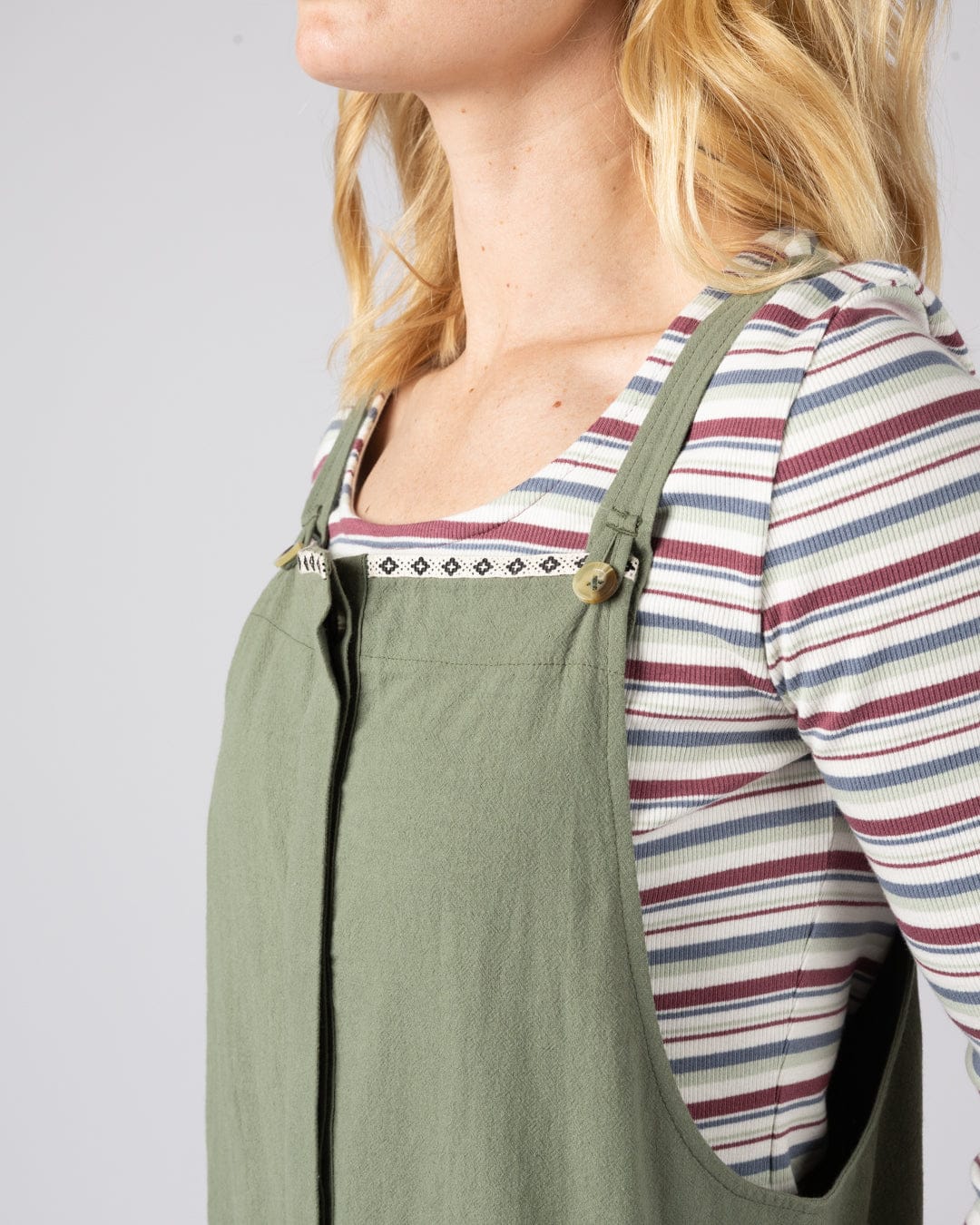 Kensa Womens Dungarees in Green - Image 3