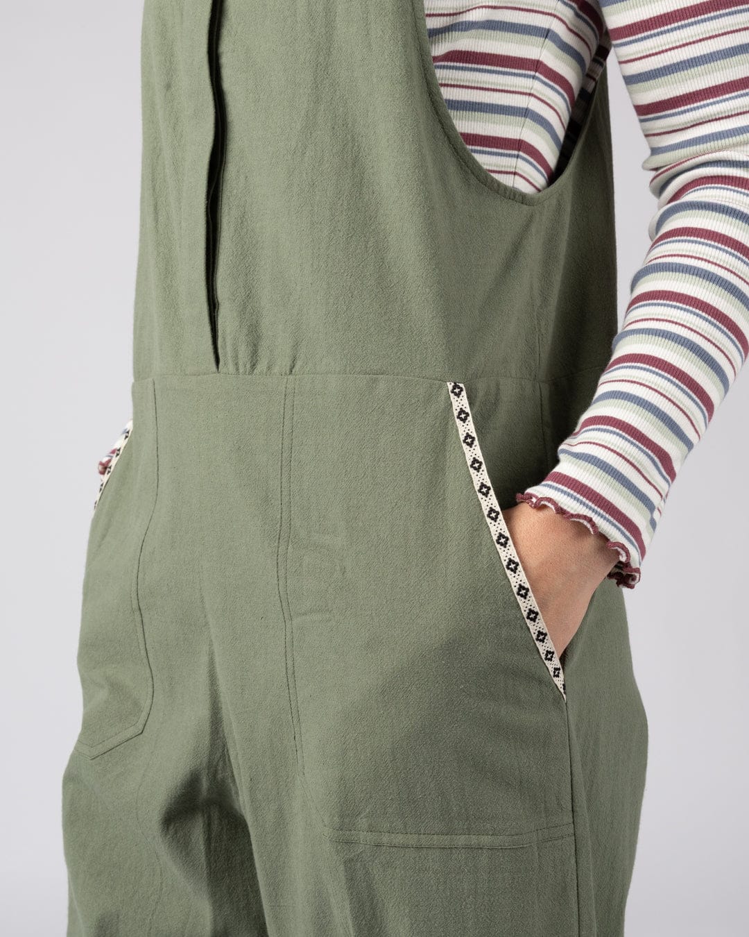 Kensa Womens Dungarees in Green - Image 5