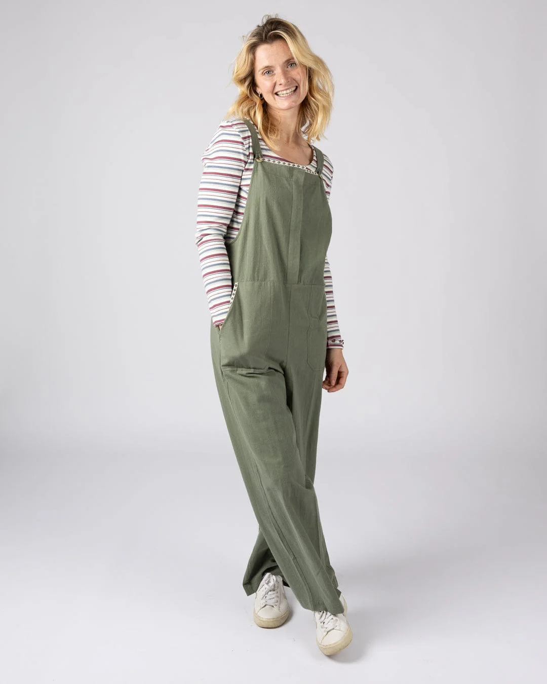 Kensa Womens Dungarees in Green - Image 6
