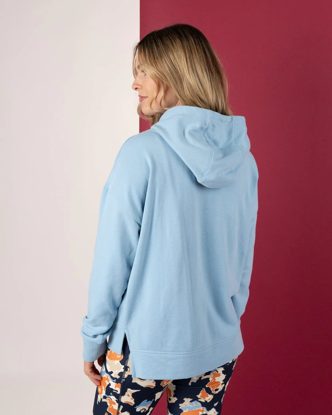 Kiera Womens 1/4 Neck Pop Hoodie in Light Blue - Image 6
