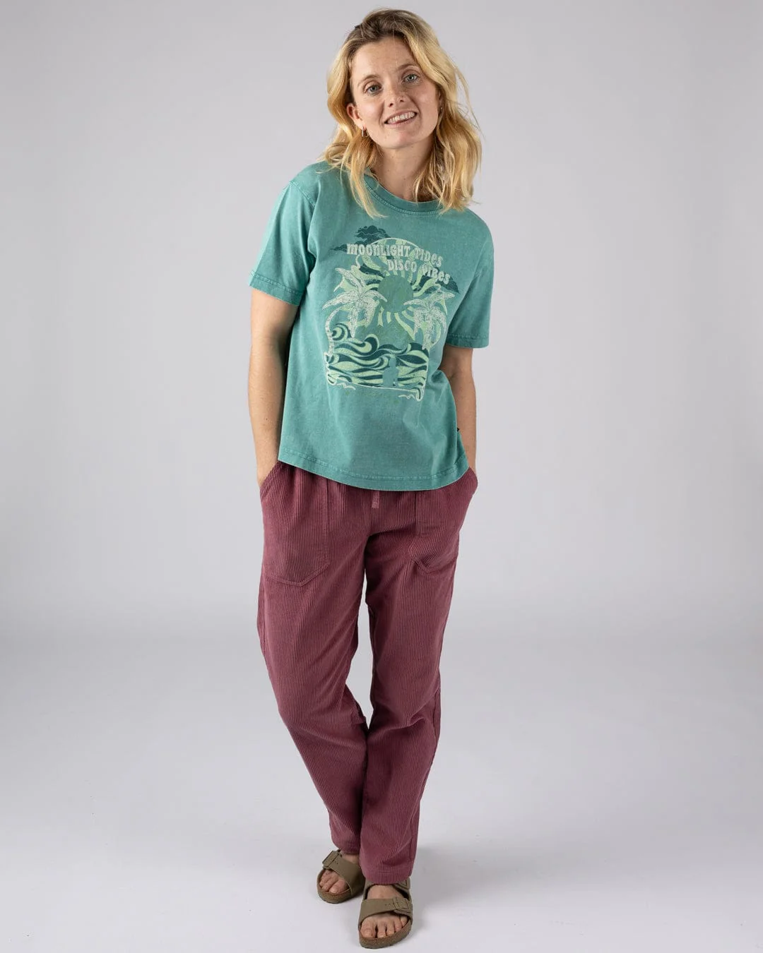 Last Light Womens Boxy Short Sleeve T-Shirt in Blue - Image 4