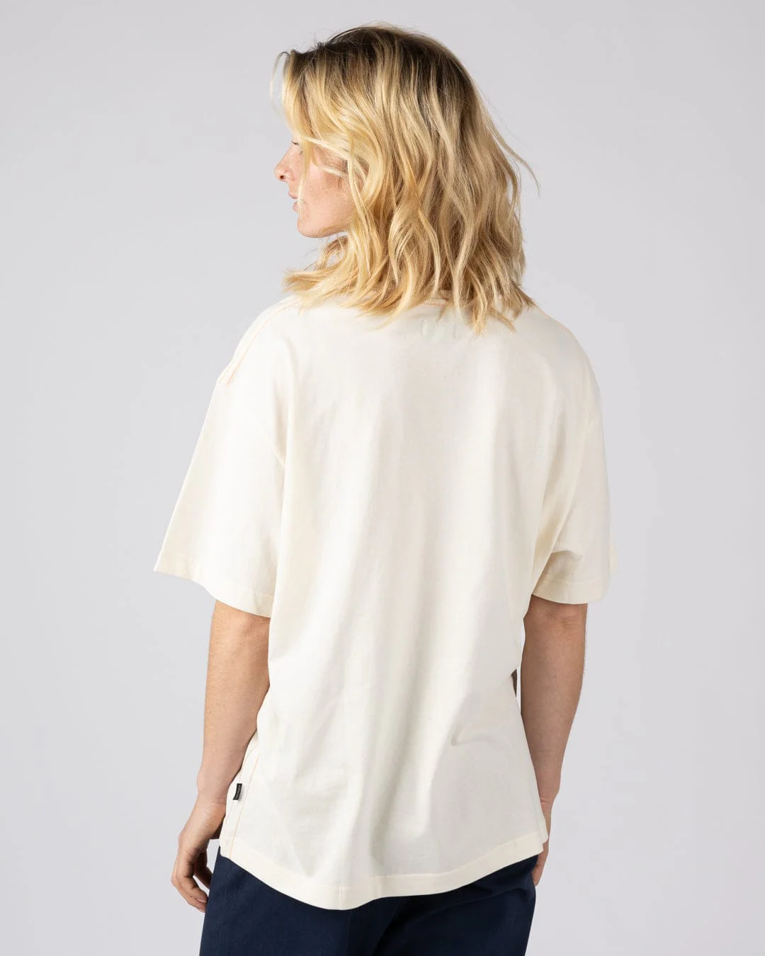 Last Light Womens Oversized Short Sleeve T-Shirt Cream - Image 3