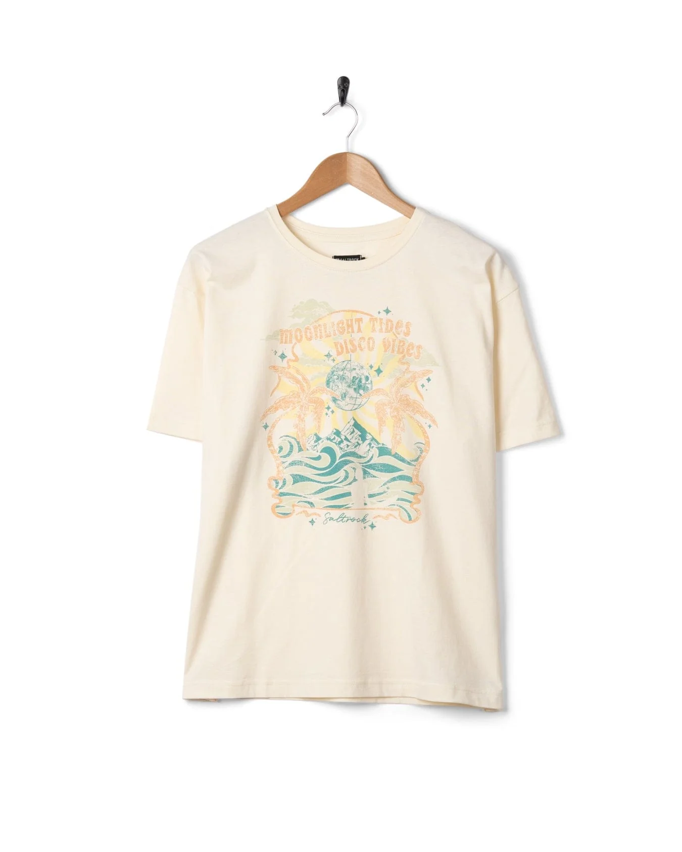 Last Light Womens Oversized Short Sleeve T-Shirt Cream - Image 4