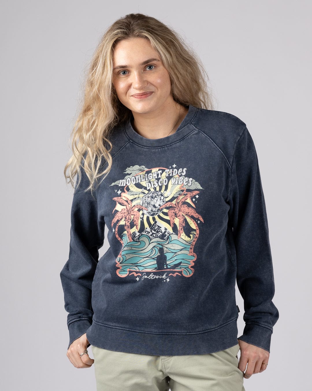 Last Light Womens Oversized Sweatshirt in Blue