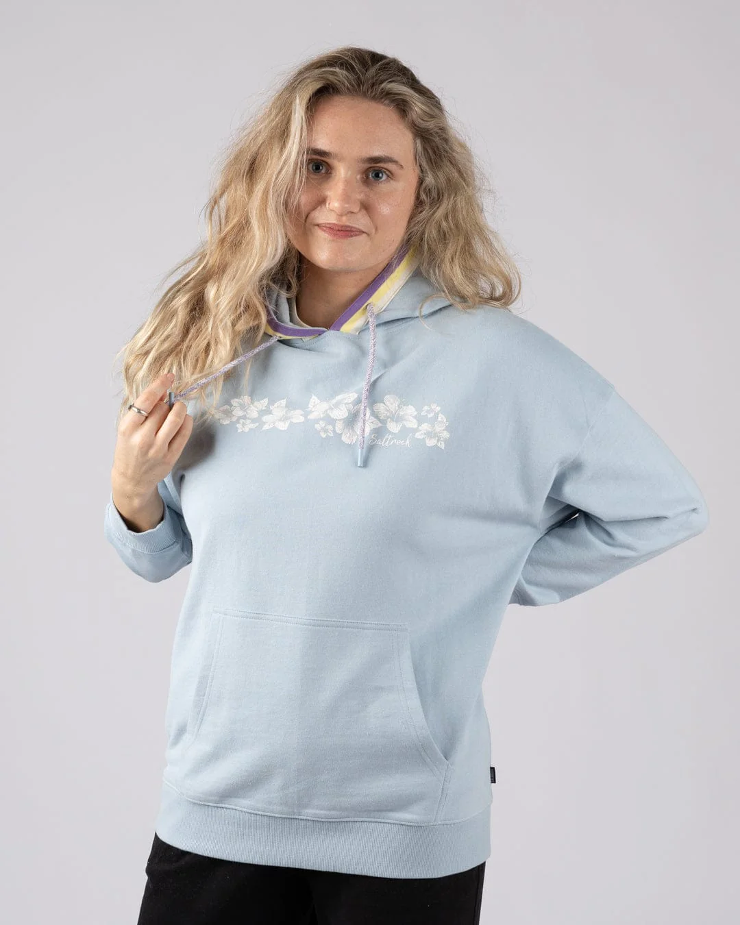 Leia Womens Oversized Pop Hoodie in Light Blue