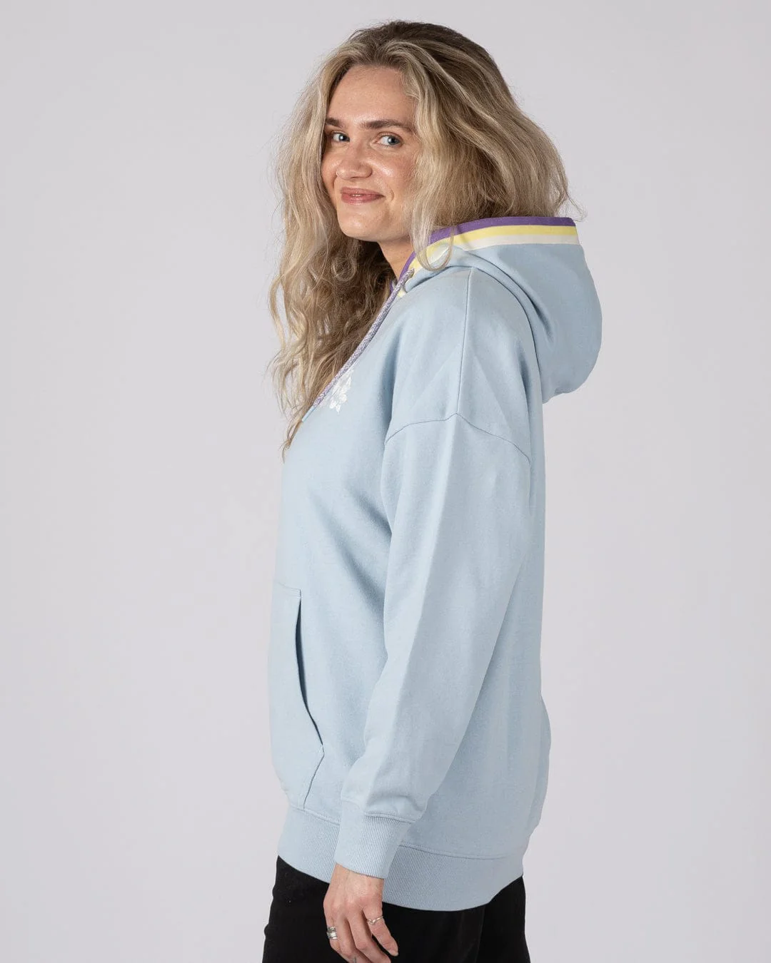 Leia Womens Oversized Pop Hoodie in Light Blue - Image 5