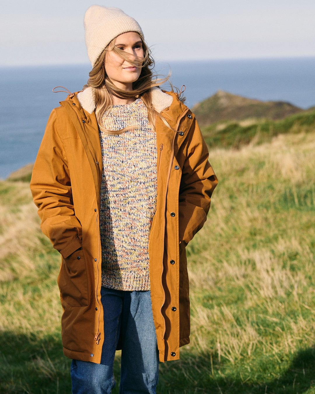 Linden Womens Water Resistant Coat in Brown - Image 3