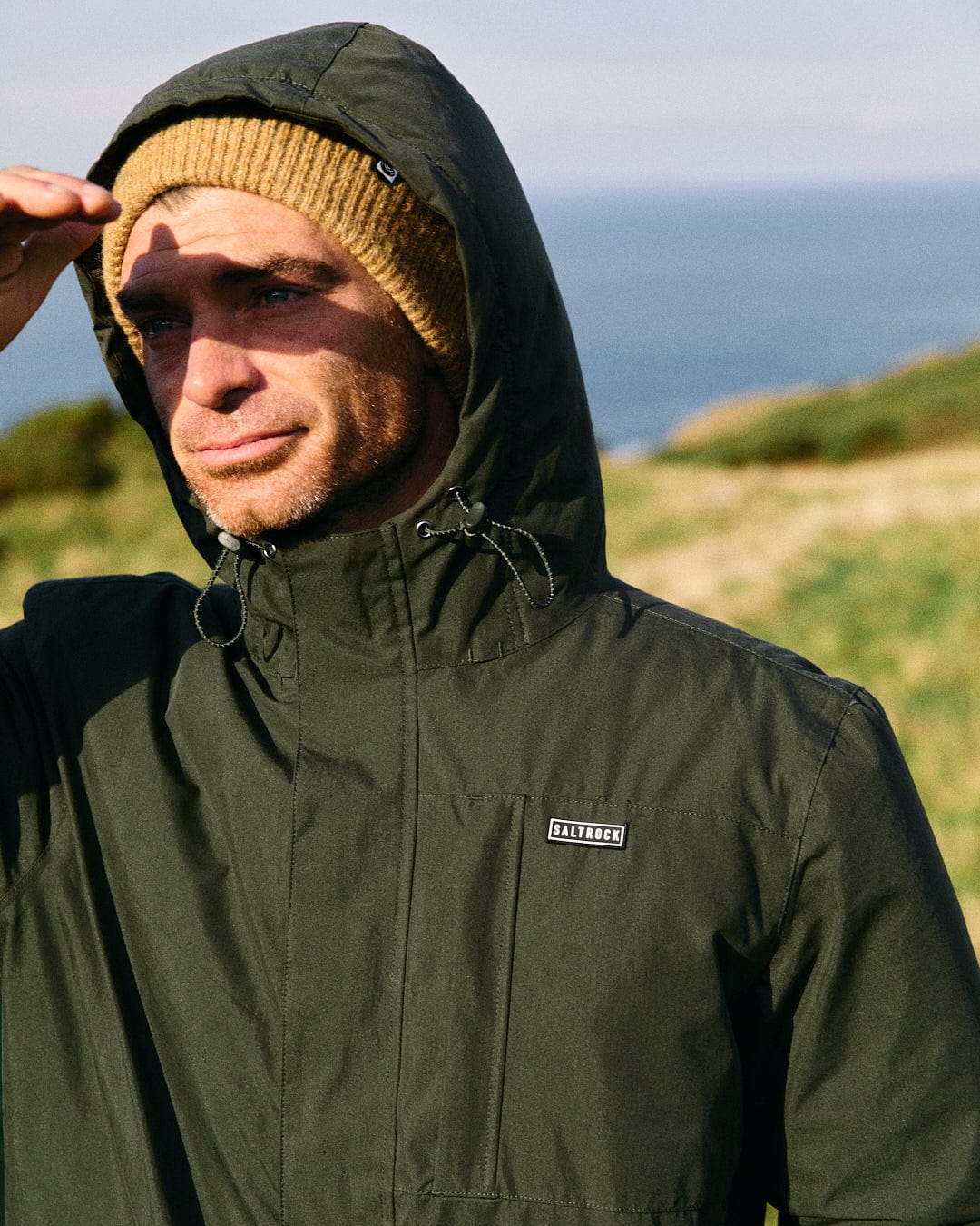 Linden Mens Water Resistant Coat in Green - Image 5