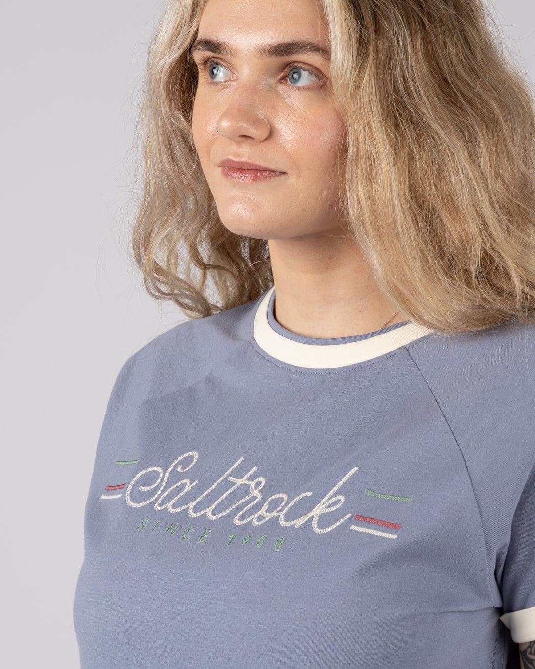 Links  Womens Short Sleeve Ringer T-Shirt in Blue - Image 2