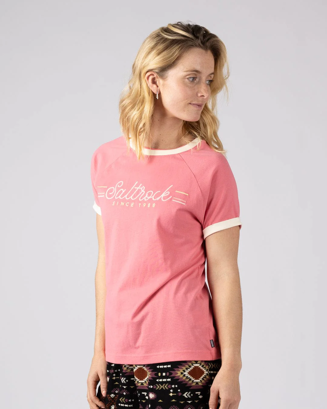 Links  Womens Short Sleeve Ringer T-Shirt in Pink - Image 6