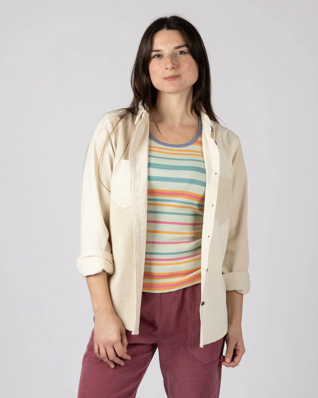 Liora Womens Cord Shirt in Cream - Image 4