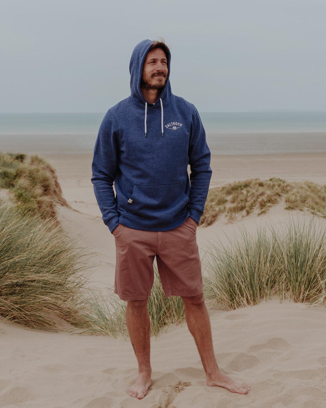Location Mens Pop Hoodie in Croyde - Blue - Image 7