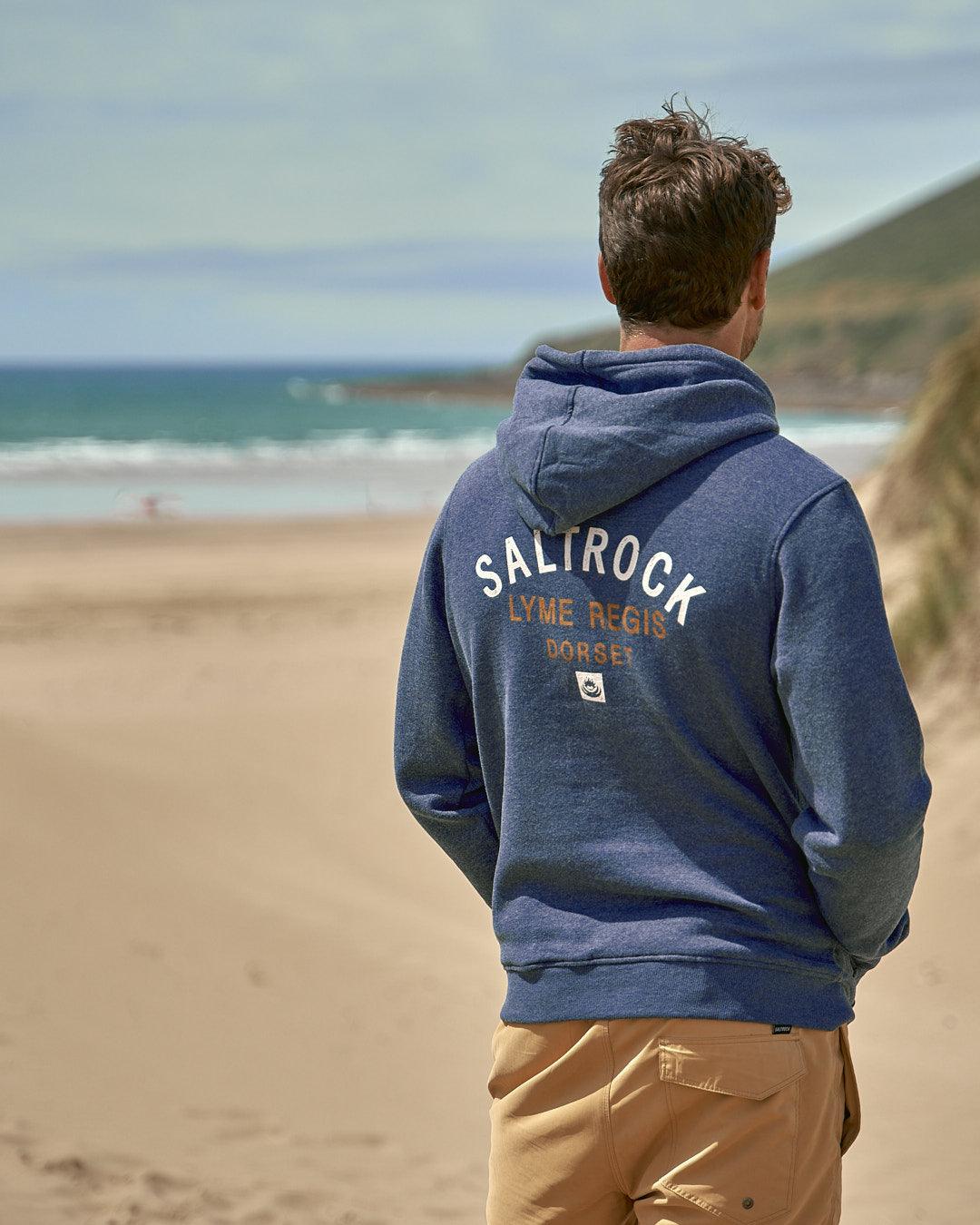 Location Mens Pop Hoodie in Lyme Regis - Dark Blue - Image 3