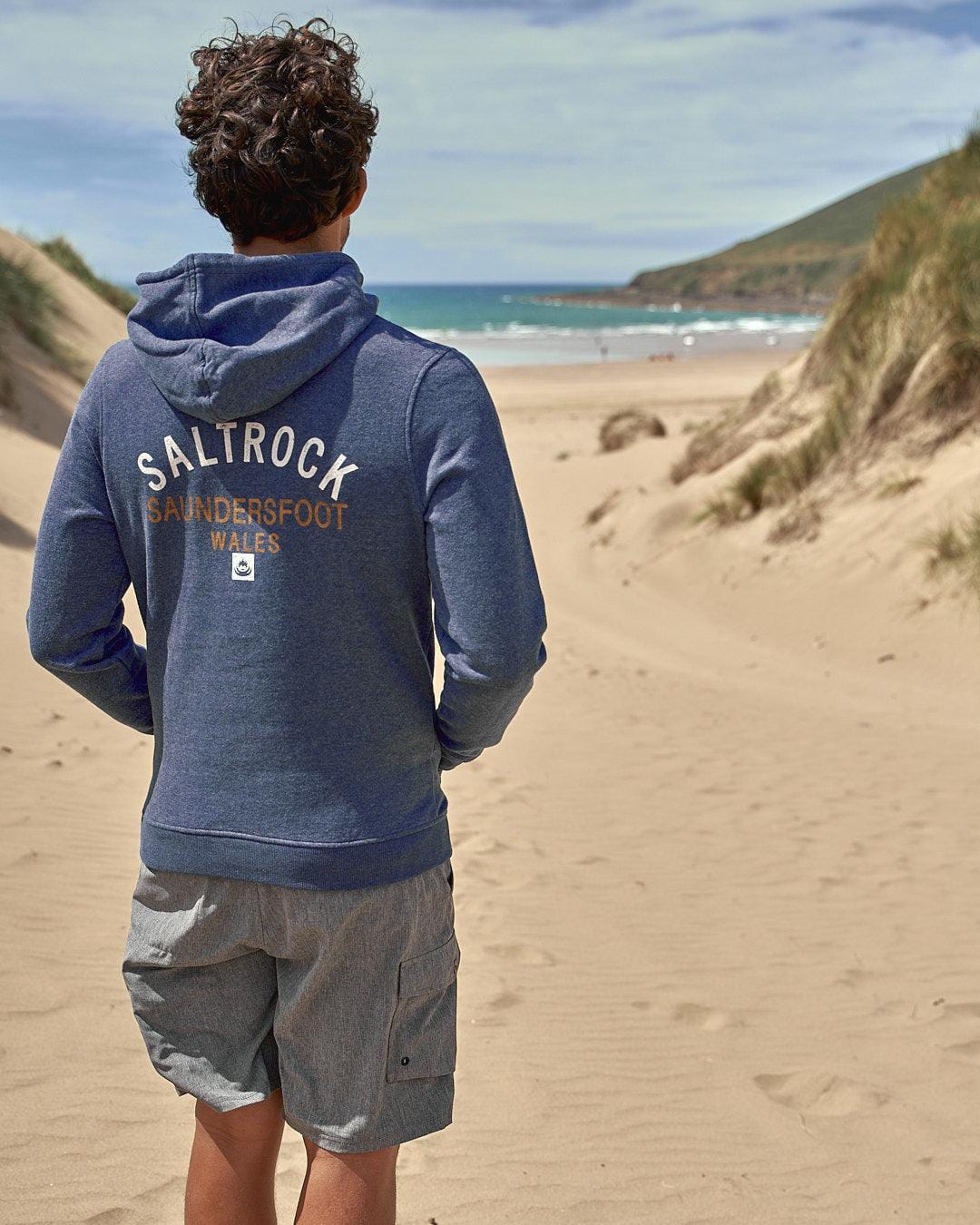 Location Mens Pop Hoodie in Saundersfoot - Dark Blue - Image 3