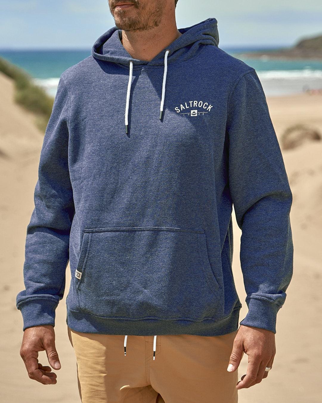 Location Mens Pop Hoodie St Ives in Dark Blue - Image 3