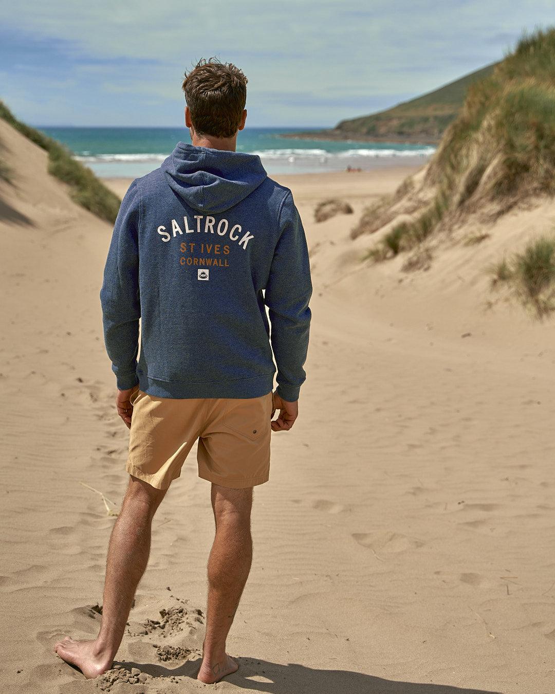 Location Mens Pop Hoodie St Ives in Dark Blue - Image 5