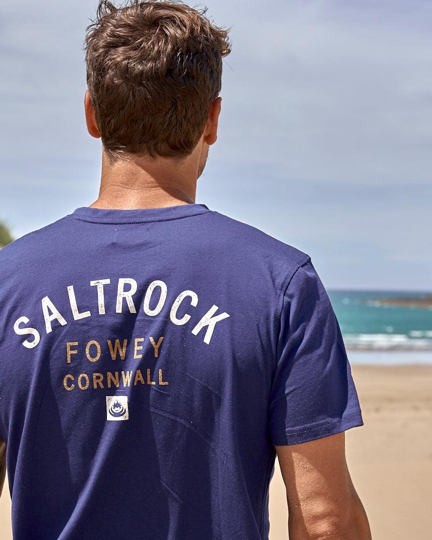 Fowey Mens Location T-Shirt in Blue - Image 2