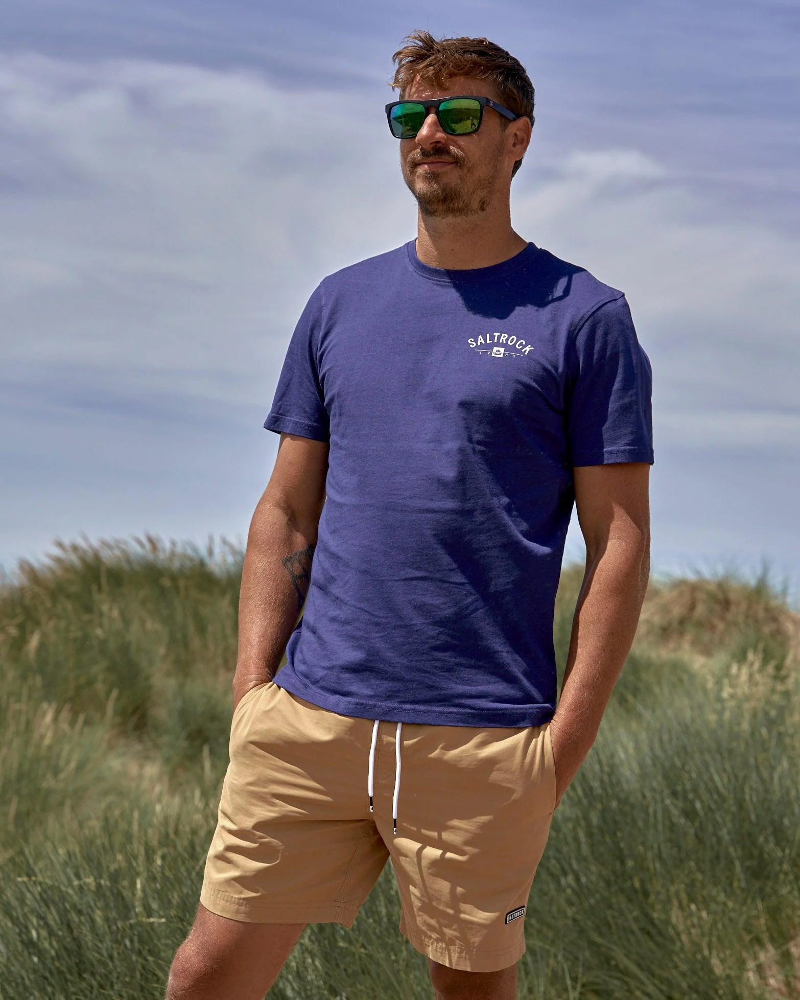 Fowey Mens Location T-Shirt in Blue - Image 3