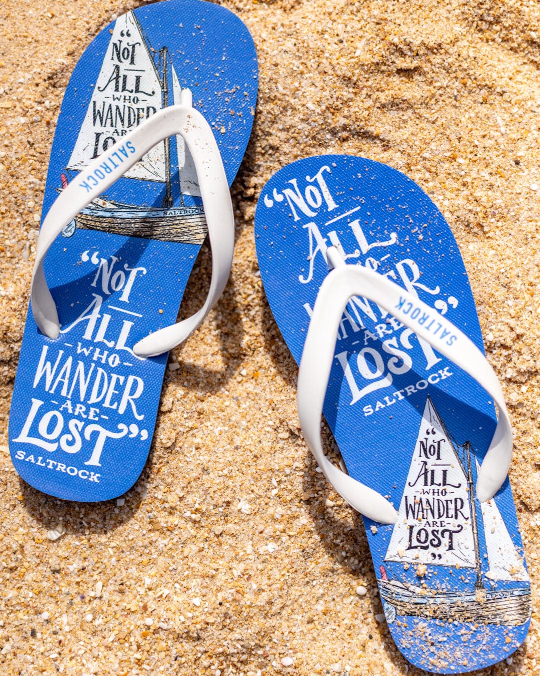 Lost Ships Mens Flip Flops in Blue - Image 3