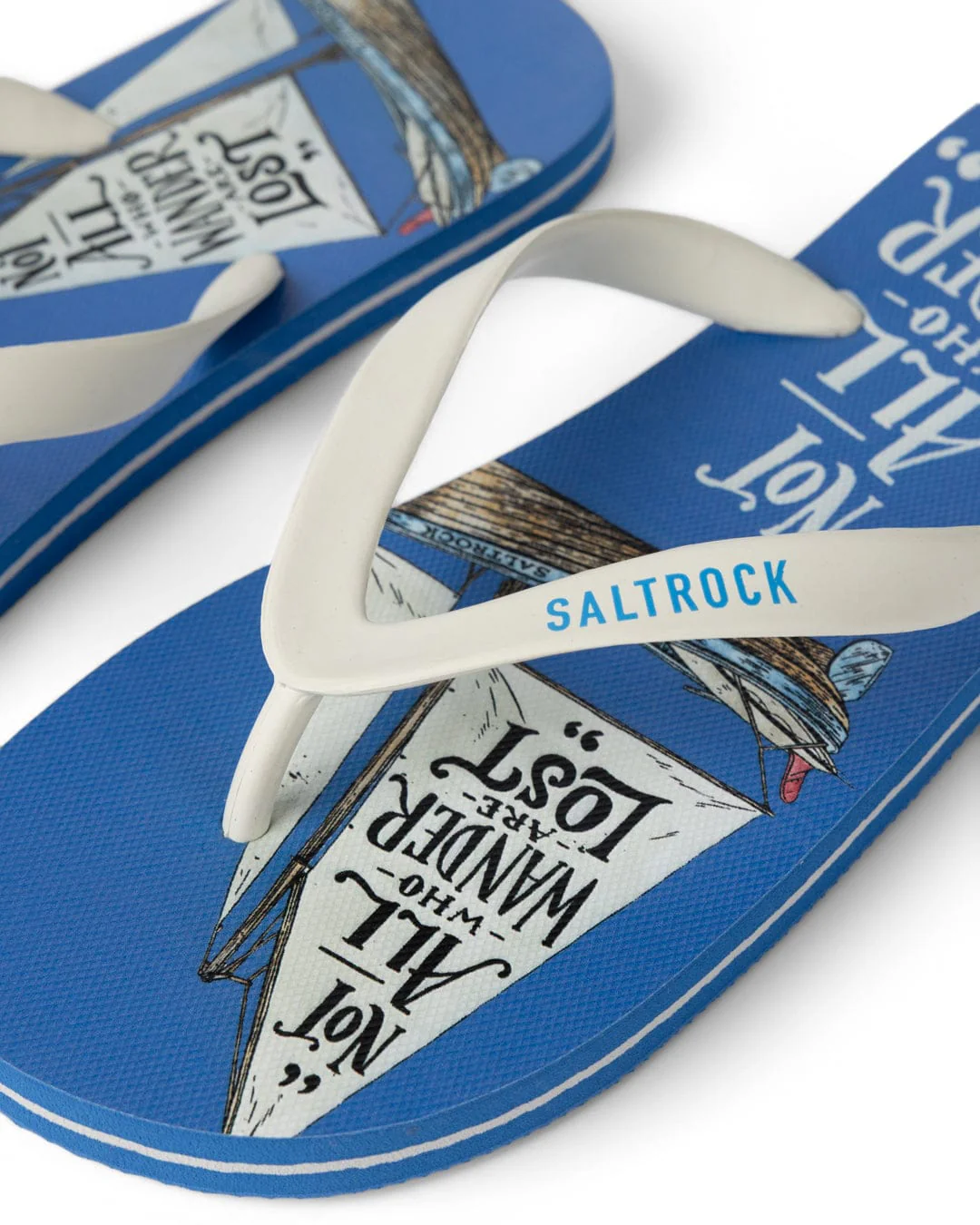 Lost Ships Mens Flip Flops in Blue - Image 4