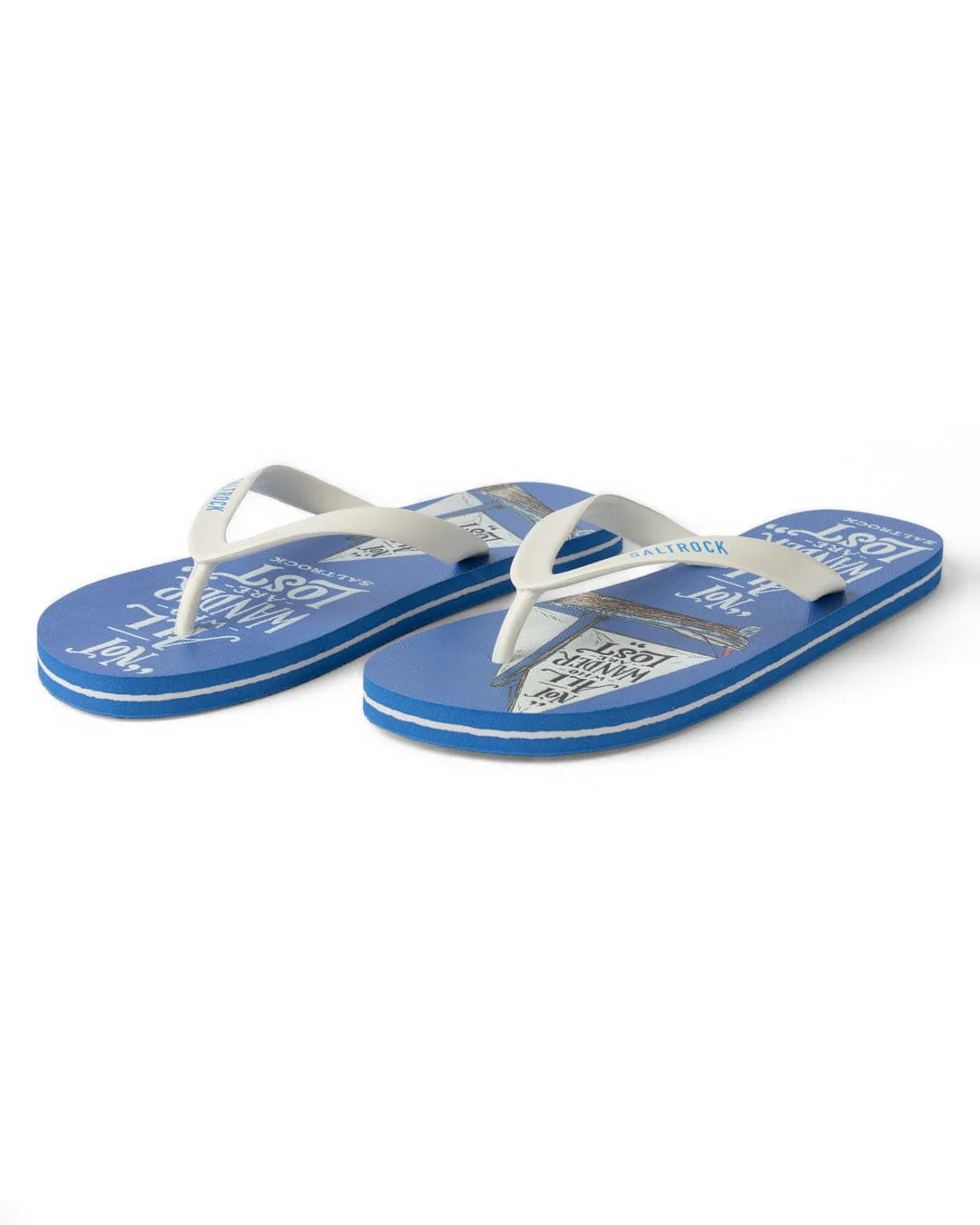 Lost Ships Mens Flip Flops in Blue - Image 6