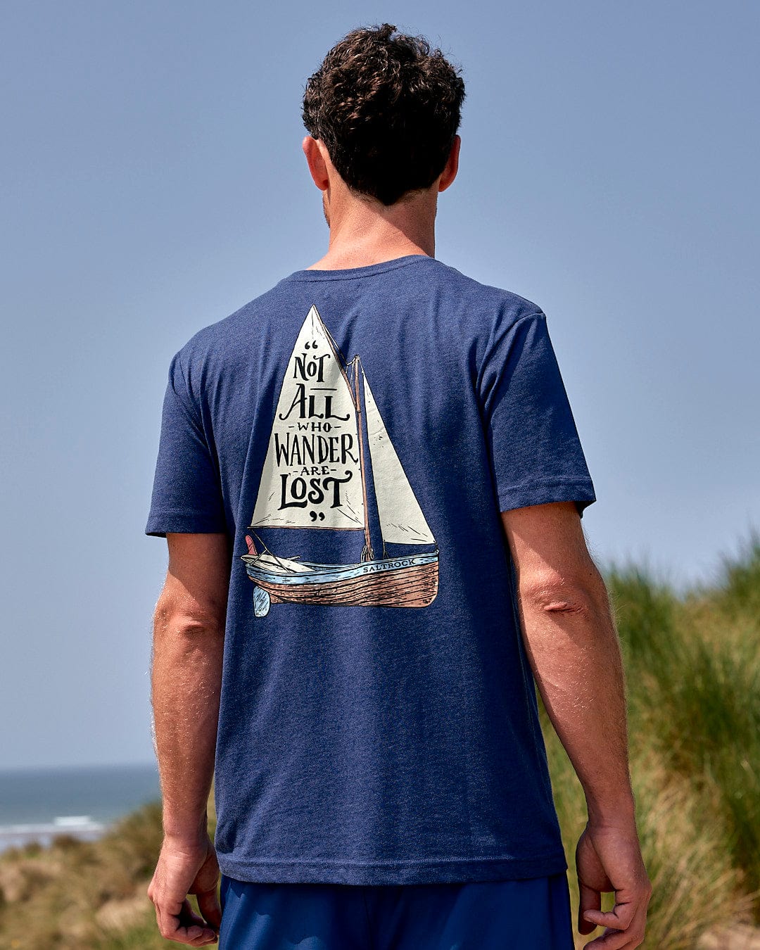 Lost Ships Mens Short Sleeve T-Shirt in Navy - Image 3