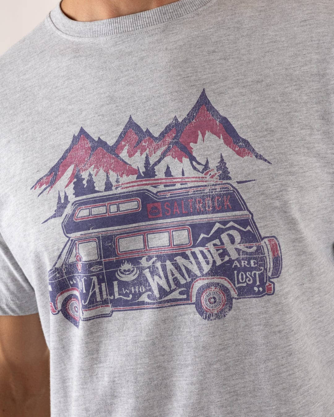 Lost Van Mens Short Sleeve T-Shirt in Grey - Image 3