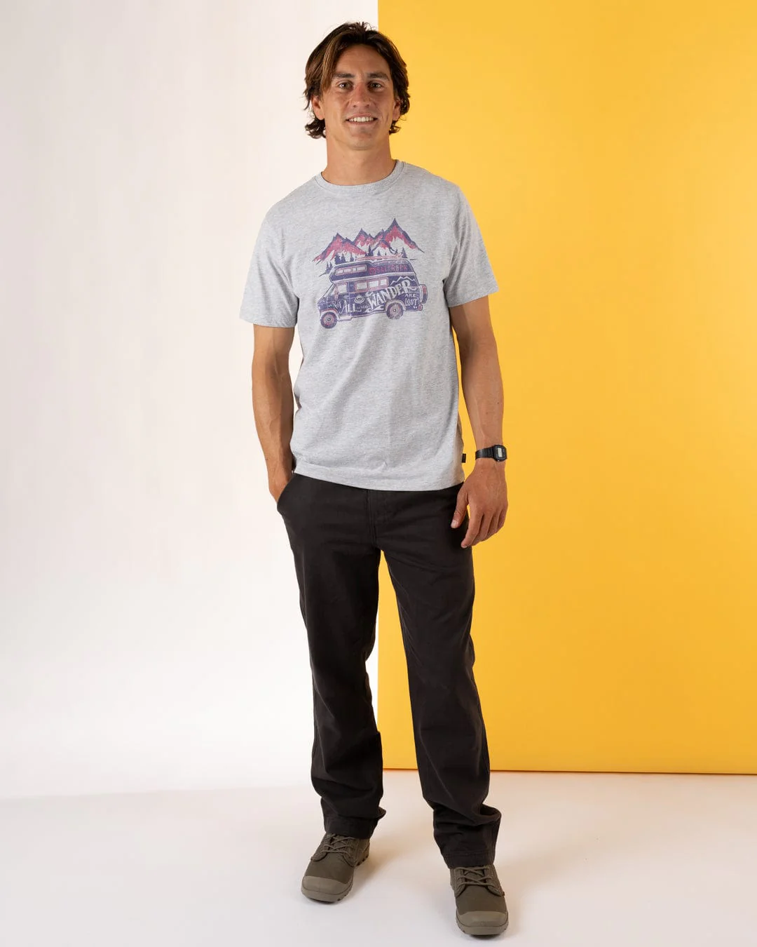 Lost Van Mens Short Sleeve T-Shirt in Grey - Image 4
