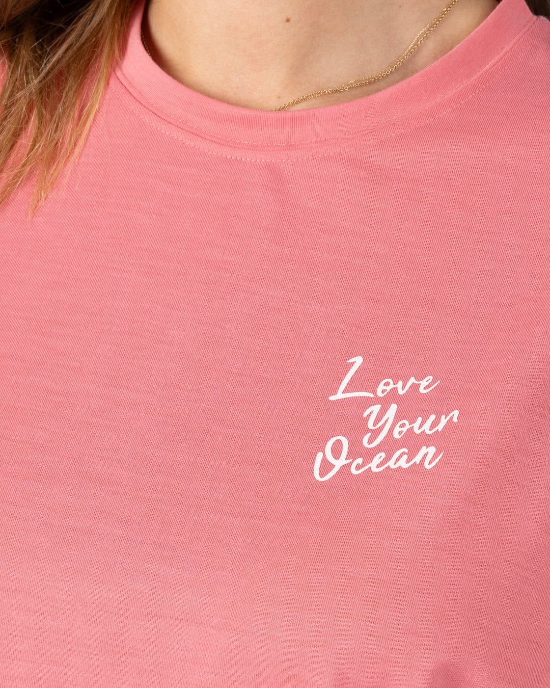Love Womens Oversized Short Sleeve T-Shirt in Bright Pink - Image 3