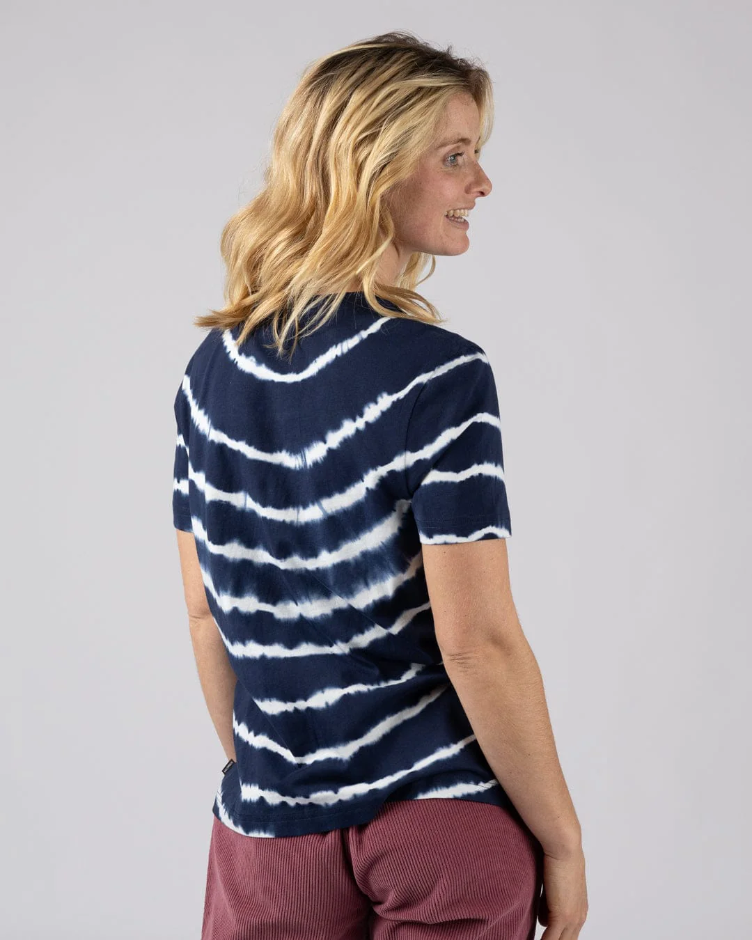 Love Your Ocean Womens Tie Dye Short Sleeve T-Shirt in Blue/White - Image 4