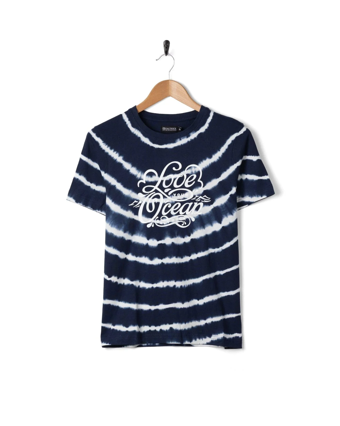 Love Your Ocean Womens Tie Dye Short Sleeve T-Shirt in Blue/White - Image 5