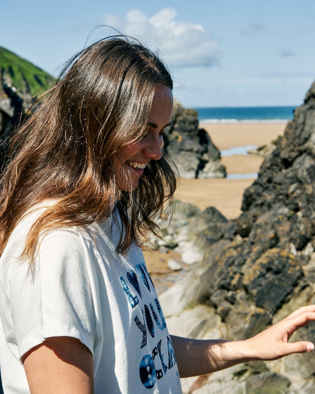 Love Your Ocean Recycled Womens T-Shirt in White - Image 5