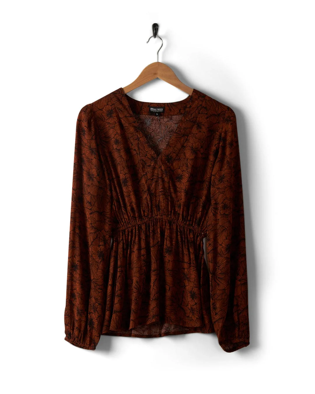 Lowry Top Womens Floral Print Top in Dark Orange - Image 2