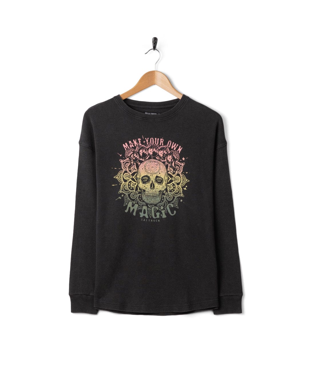 Make Magic Womens Oversized Long Sleeve T-Shirt in Dark Grey - Image 6