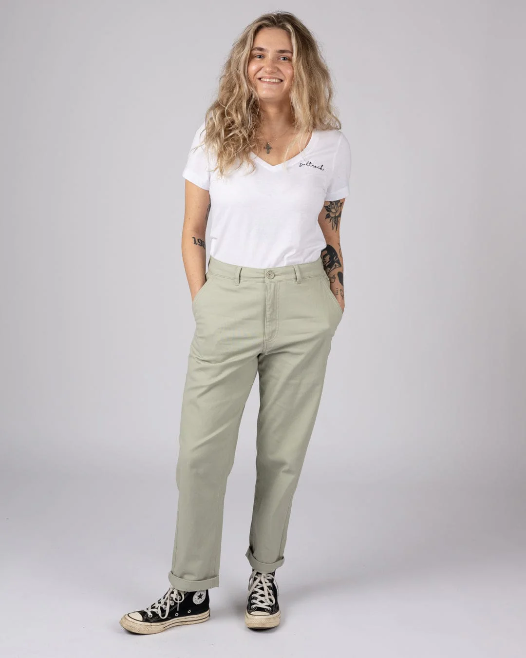 Mara Womens Chino in Light Green - Image 3