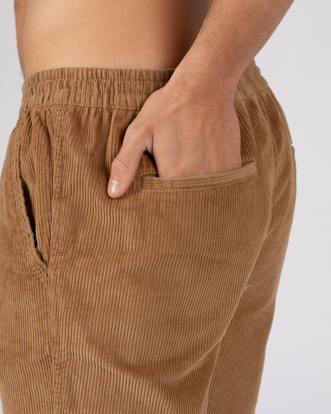 Meddon Mens Corduroy Shorts in Brown - Image 3