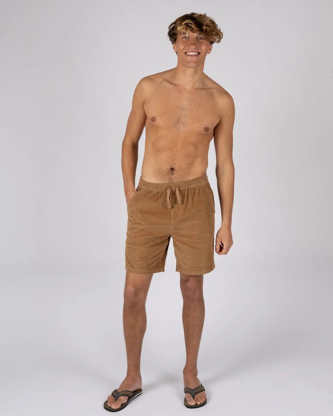 Meddon Mens Corduroy Shorts in Brown - Image 4