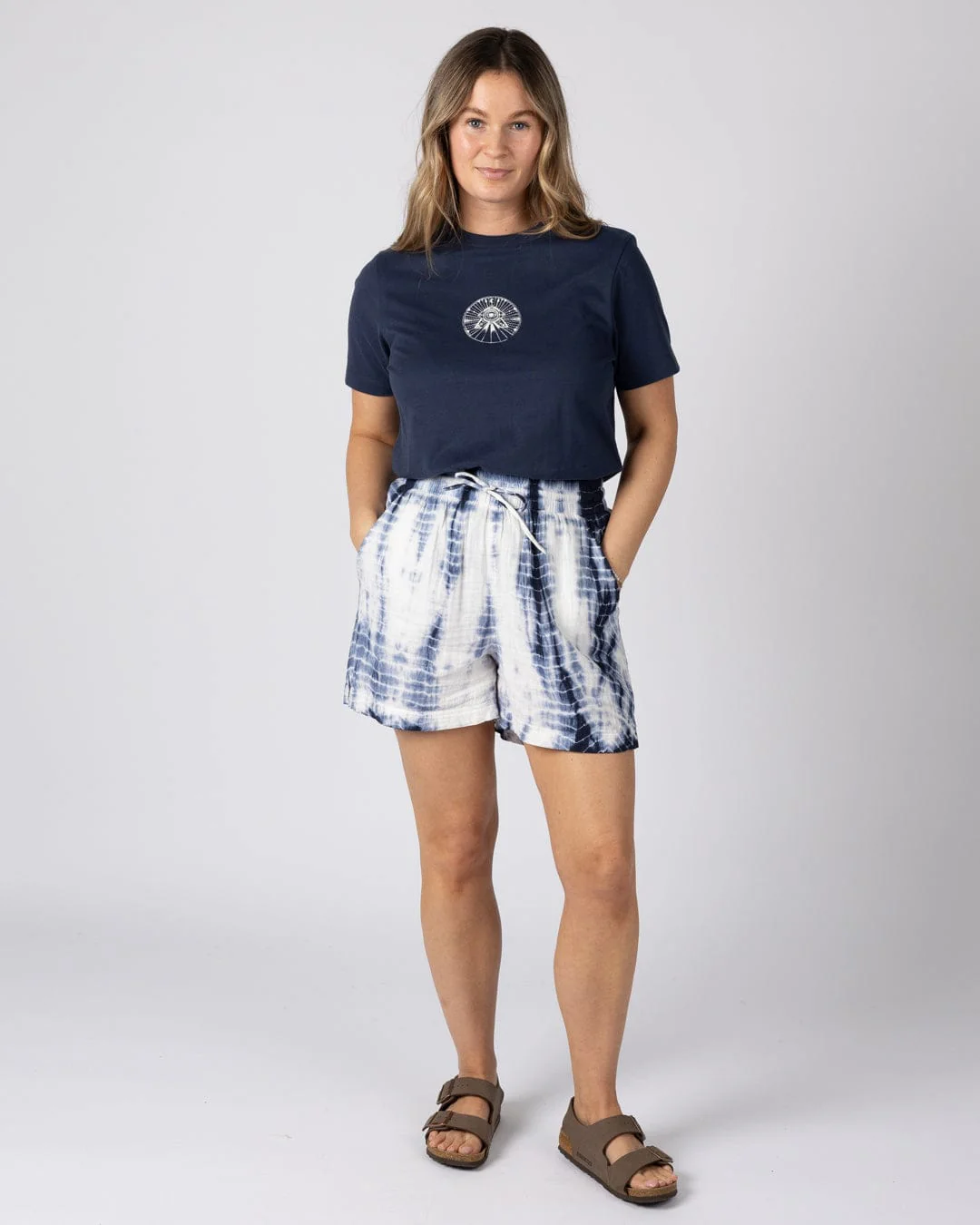 Melda  Womens Woven Short in Blue - Image 7