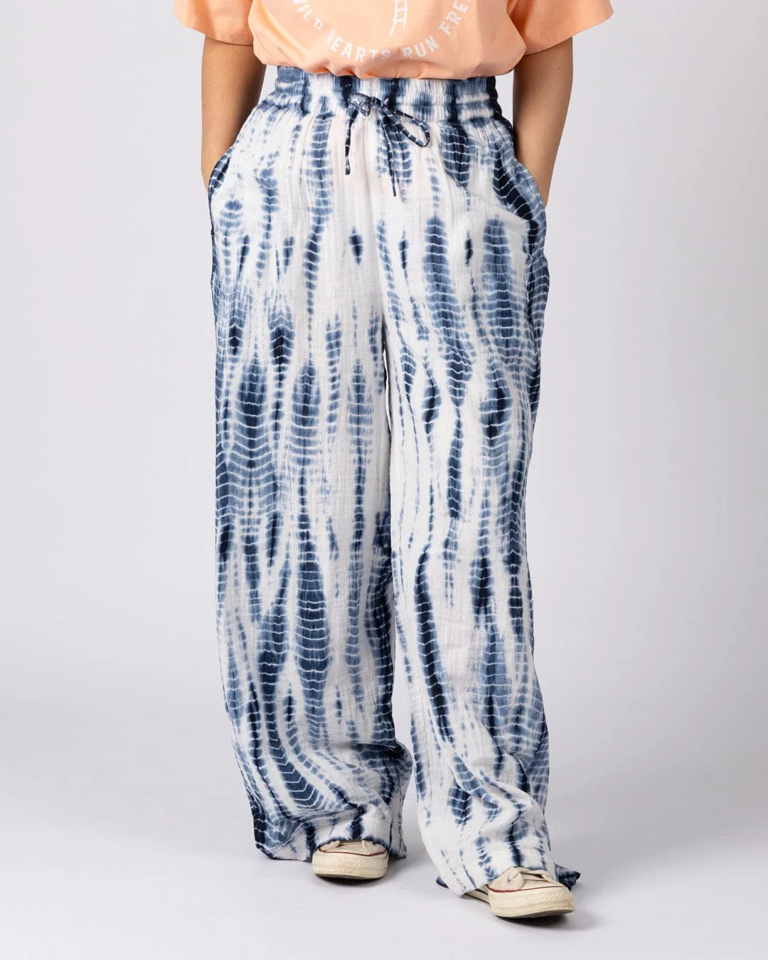 Melda  Womens Tie Dye Trouser in Blue - Image 2