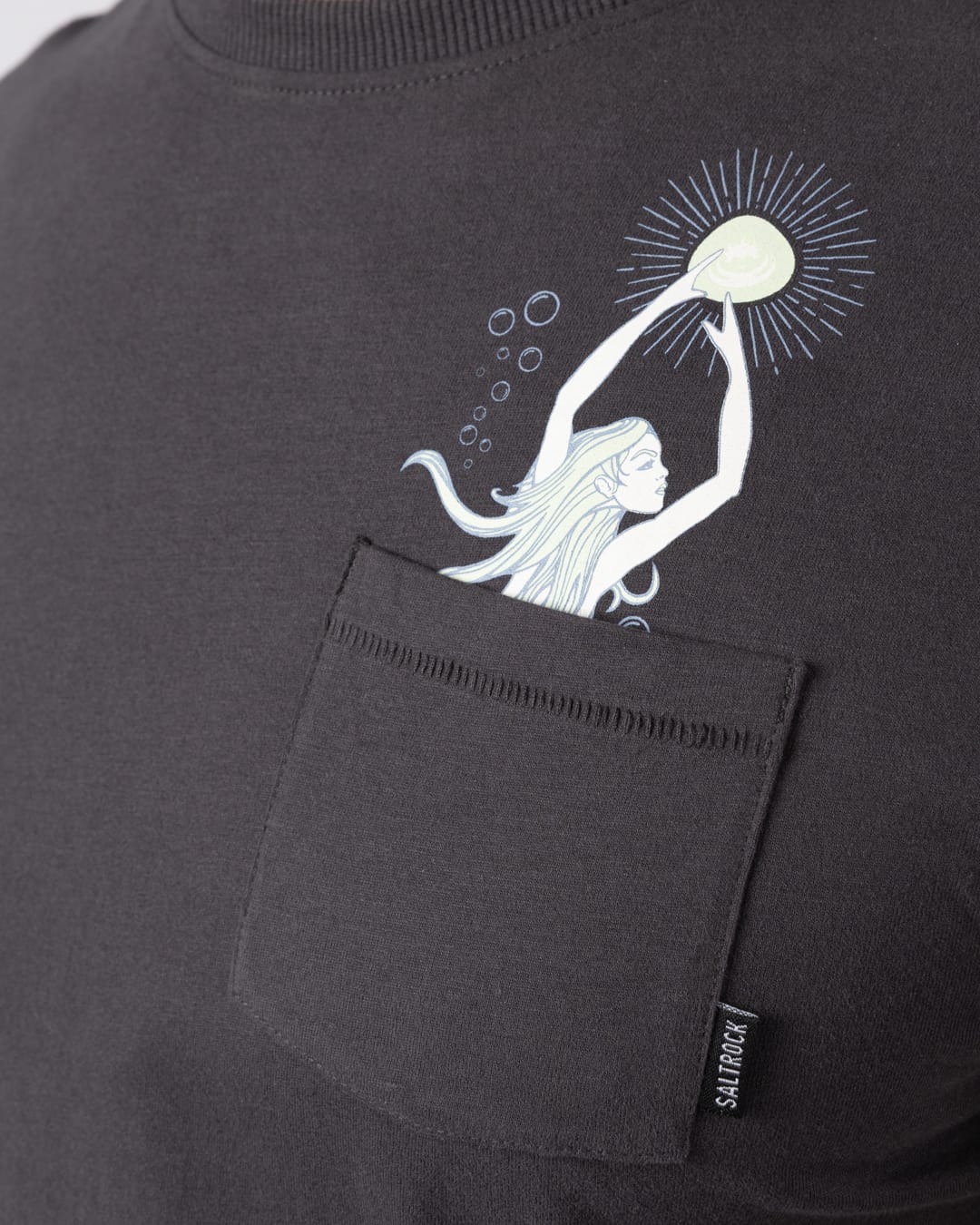 Mermaid Rise Mens Short Sleeve T-Shirt in Dark Grey - Image 6