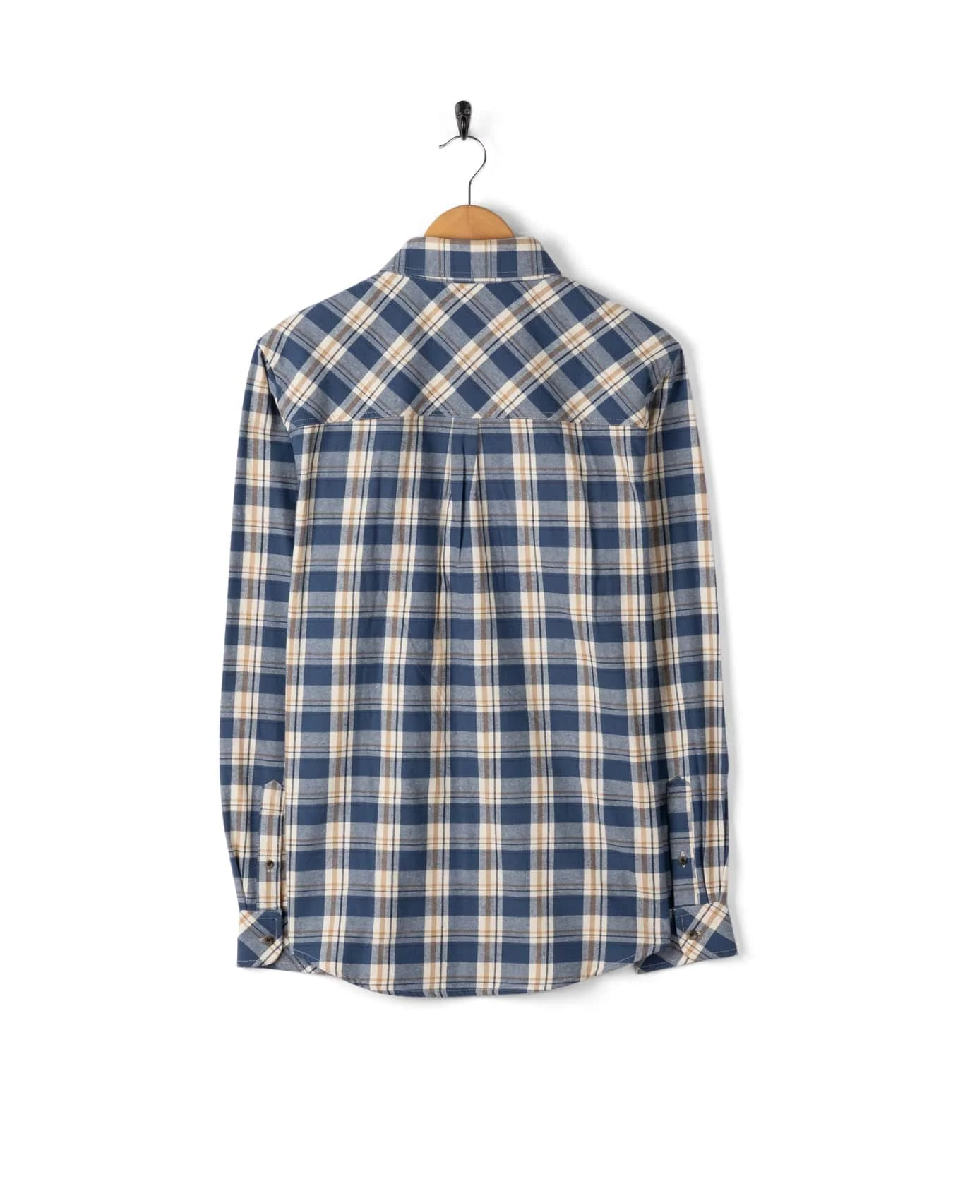 Miles Mens Flannel Shirt in Blue Check - Image 5