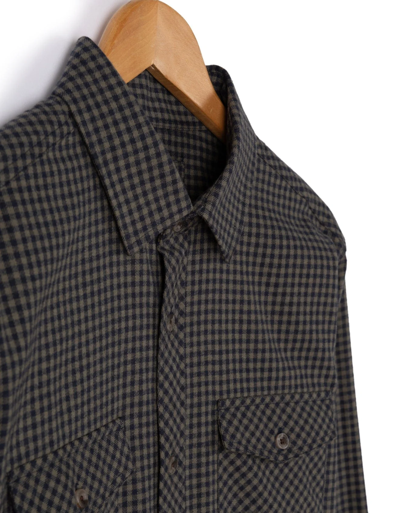 Miles Mens Flannel Shirt in Green/Navy Check - Image 10