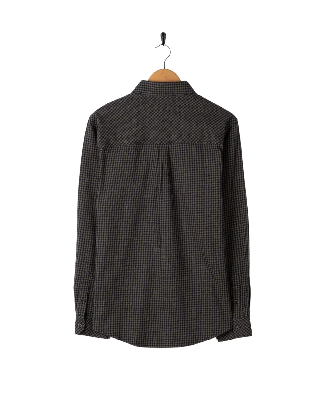 Miles Mens Flannel Shirt in Green/Navy Check - Image 11