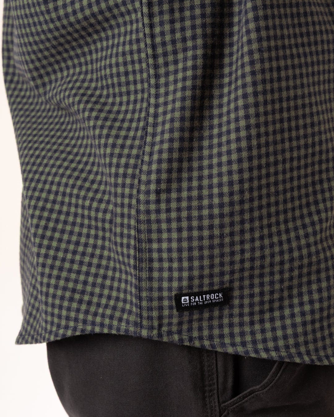 Miles Mens Flannel Shirt in Green/Navy Check - Image 8