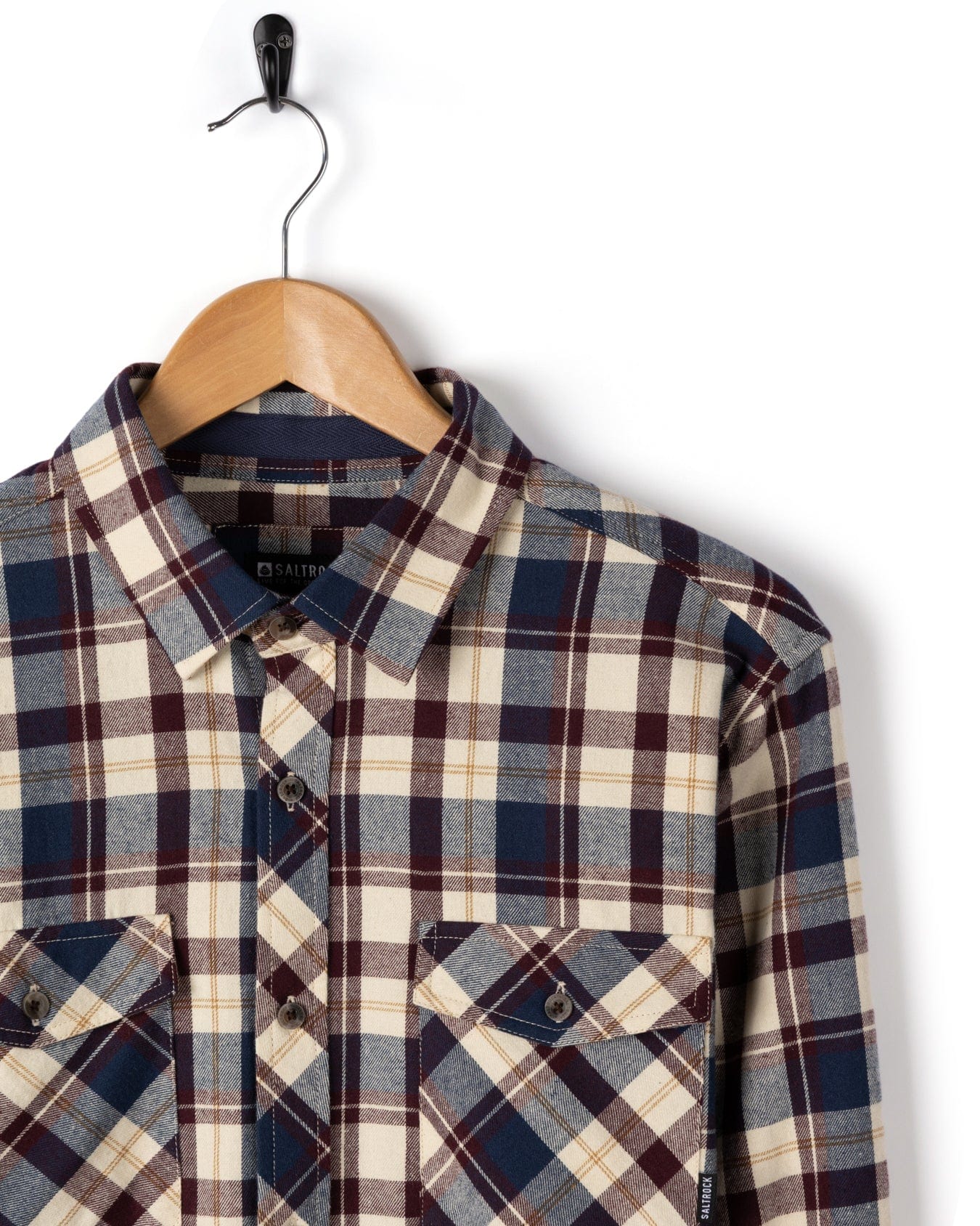Miles Mens Flannel Shirt in Purple Check - Image 11