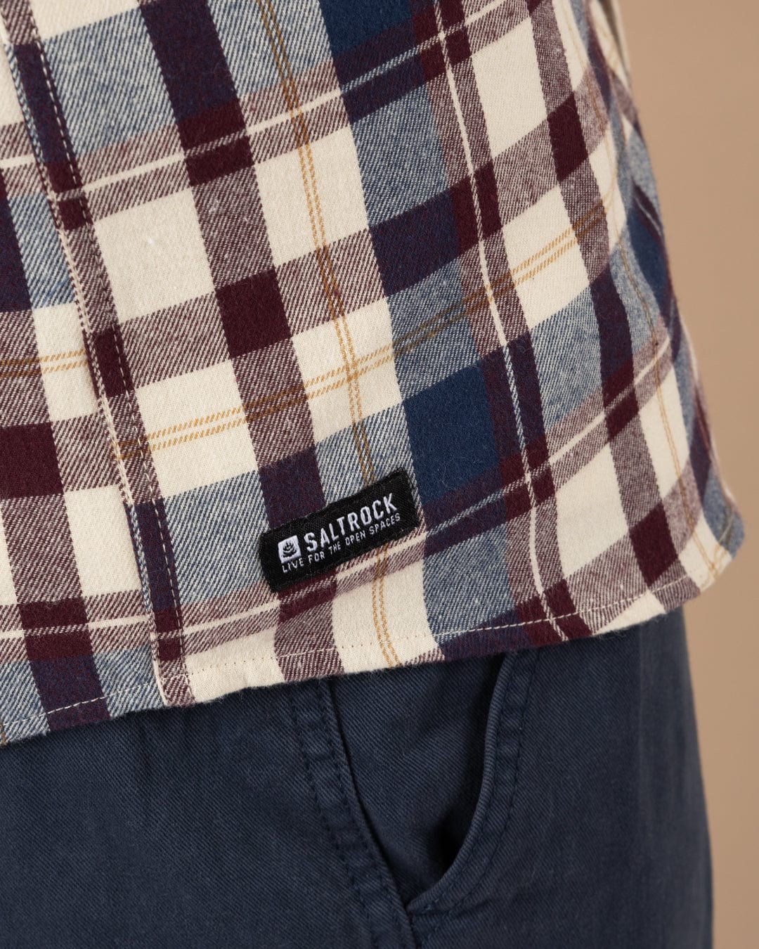 Miles Mens Flannel Shirt in Purple Check - Image 5