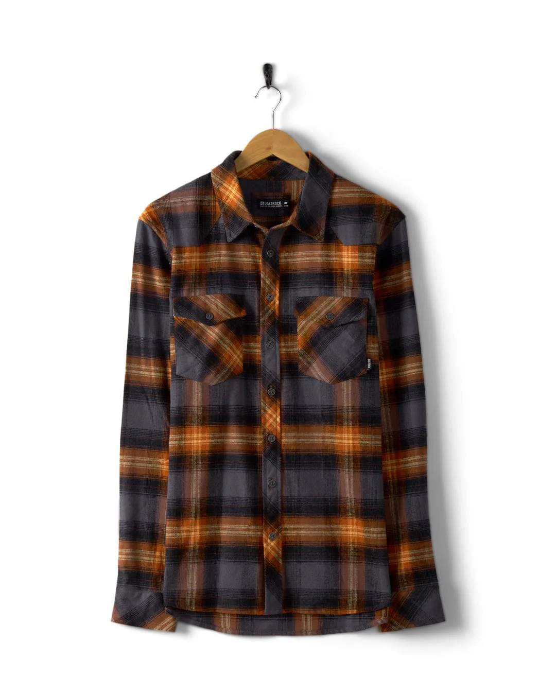 Miles Mens Check Flannel Shirt in Orange - Image 3