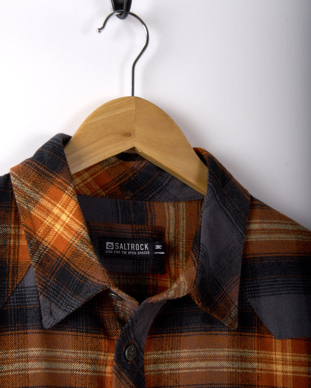 Miles Mens Check Flannel Shirt in Orange - Image 5