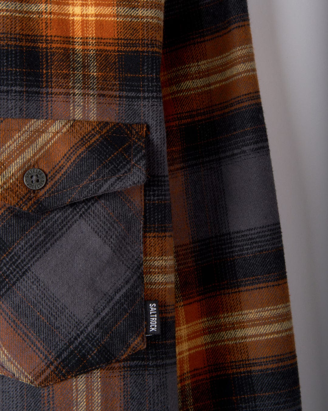 Miles Mens Check Flannel Shirt in Orange - Image 7